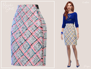 Sims 4 — BoucleSkirt by Paogae — Boucle skirt in 5 colors, tartan pattern, diagonal in the front, horizontal in the back,