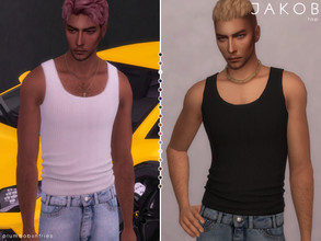 Sims 4 — JAKOB | top by Plumbobs_n_Fries — Classic tank top New Mesh HQ Texture Male | Teen - Elders Hot Weather Enabled
