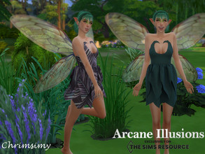 Sims 4 — Arcane Illusions-Short Fairy Dress by chrimsimy — A short fairy dress with pointy edges and ruffles! Comes in