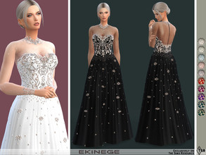 Sims 4 — Embellished Illusion Gown by ekinege — Gown features an embellished sweetheart bodice with an illusion high