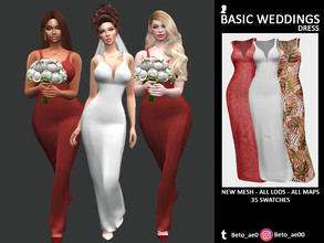 Sims 4 — Basic Weddings (Dress) by Beto_ae0 — Basic wedding dress for your sims, I hope you like it - 35 colors -