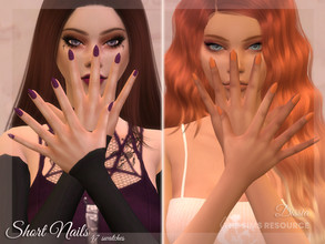 Sims 4 — Short Nails by Dissia — Short almond (or stilleto) shaped nails in many colors Available in 47 swatches Finger