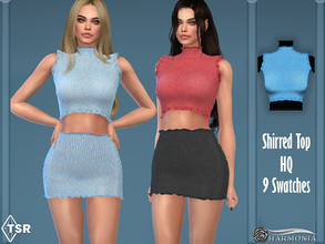 Sims 4 — Delight Shirred Crop Top by Harmonia — New mesh / All Lods 10 Swatches Please do not use my textures. Please do