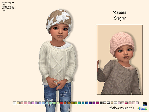 Sims 4 — Beanie Sugar by MahoCreations — The wool beanie for toddlers in 25 solid colors and 10 with patterns. new mesh