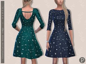 Sims 4 — Constellation Dress. by Pipco — A trendy dress in 7 colors. Base Game Compatible New Mesh All Lods HQ Compatible