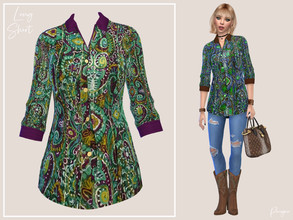 Sims 4 — LongShirt by Paogae — Long shirt with colored print, four swatches, find it in clothing body category, short