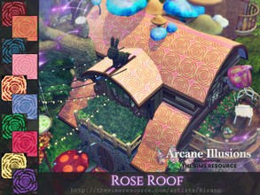 Sims 4 — Arcane Illusions - Rose Roof by Rirann — Rose Roof in 10 color variations with flower pattern 10 roofs in one