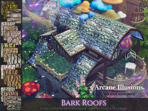 Sims 4 — Arcane Illusions - Bark Roofs by Rirann — Bark Roofs in 15 variations with bark and wood patterns Works for both
