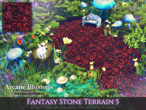Sims 4 — Arcane Illusions - Fantasy Stone Terrain 5 by Rirann — Fantasy Stone Terrain paint in black and red colors Base
