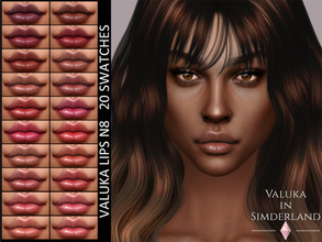 Sims 4 — Lips N8 by Valuka — 20 colours. You can find it in lipsticks. Thumbnail for identification. HQ compatible.
