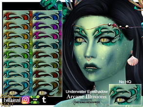 Sims 4 — Arcane Illusions - Underwater Eyeshadow by EvilQuinzel — Eyeshadow that is like the sunlight under the sea! -