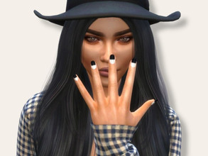 Sims 4 — LadyBirdSimmer_BWNailColor  by LadyBirdSimmer — Short Black and White Nail Color. Only variant available.