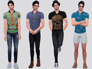 Sims 4 — Donix Patterned Shirt by McLayneSims — TSR EXCLUSIVE Standalone item 12 Swatches MESH by Me NO RECOLORING Please