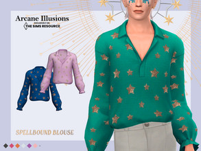 Sims 4 — Arcane Illusions - Spellbound Blouse by pixelette — Dress your spellcasters in style with this flowy blouse with