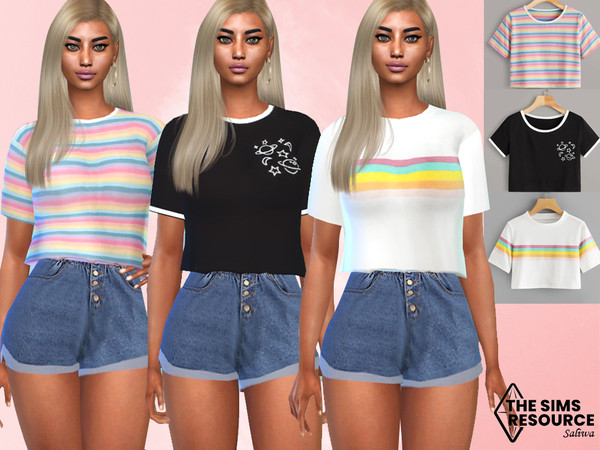 Sims 4 — Casual Trendy Crop Tops by saliwa — Casual Trendy Crop Tops