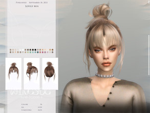 Sims 4 — WINGS-TO0918-Lovely bun by wingssims — Colors:36 All lods Compatible hats Hope you like it!
