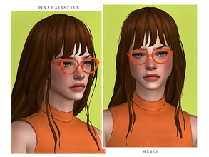 Sims 4 — Dina Hairstyle by -Merci- — New Maxis Match Hairstyle for Sims4. -24 EA Colours. -For female, teen-elder. -Base