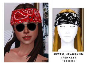 Sims 4 — Retro Headband by OranosTR — Retro Headband is a hat category for female sims This headband has 14 EA colors,