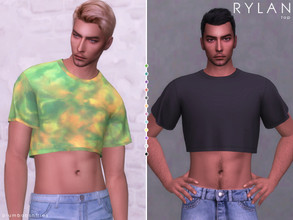 Sims 4 — RYLAN | top by Plumbobs_n_Fries — Cropped short sleeve top New Mesh HQ Texture Male | Teen - Elders Hot Weather