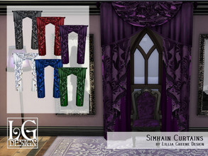 Sims 4 — Simhain Curtains by LilliaGreene — Fuss, frills, and funny business were made for these curtains. Bring some
