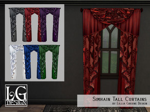 Sims 4 — SimhainTall Curtain by LilliaGreene — Fuss, frills, and funny business were made for these curtains. Bring some