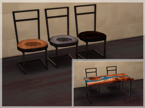 Sims 4 — Wood slab dining Chair by LenkAlex — New mesh 4 colors All LODs
