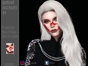 Sims 4 — Random Facepaint V9 by Reevaly — 9 Swatches. Teen to Elder. Male an Female. Works with all Skins and Overlays.