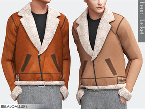 Sims 4 — Belaloallure_Leon jacket (patreon) by belal19972 — Leather and fur jacket for your sims , enjoy :) 