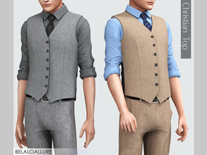 Sims 4 — Belaloallure_Christian top (patreon) by belal19972 — Rolled sleeved shirt with vest and tie , enjoy :) 