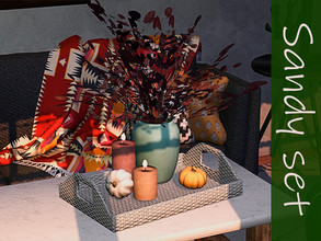 Sims 4 — Sandy set by Ylka — This is an autumn decor set. It includes: - Vase of flowers - has 6 colors - Basket - has 8