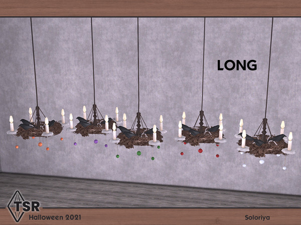 Sims 4 — Halloween 2021. Ceiling Light, long by soloriya — Ceiling light with birds, long version. Part of Halloween 2021