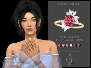 Sims 4 — Garnet Rose Engagement Ring by Glitterberryfly — A classic engagement ring with a twist! 