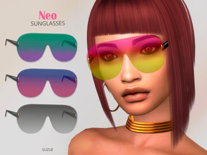 Sims 4 — Neo Sunglasses by Suzue — -New Mesh (Suzue) -10 Swatches -For Female and Male (Teen to Elder) -HQ Compatible