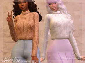 Sims 4 — Knit Top by Dissia — Long sleeves warm and cosy turtleneck sweater in a big knitted braids pattern Available in