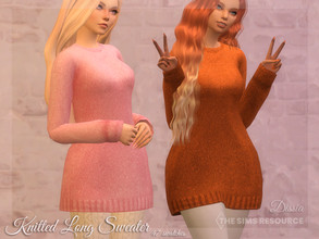 Sims 4 — Knitted Long Sweater by Dissia — Long sleeves warm and cosy long knitted sweater in many colors Available in 47