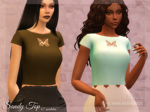 Sims 4 — Sandy Top by Dissia — Short sleeves short top with cute butterfly cut in top Available in 47 swatches
