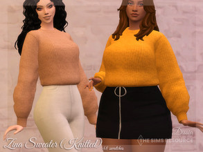 Sims 4 — Zina Sweater (Knitted) by Dissia — Big warm long sleeves sweater with huge puff sleeves Available in 47 swatches