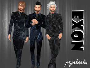 Sims 4 — Exon Suit by Psychachu — (3 swatches) -- A sharp, dark suit to look ever so flash in at all the most simportant