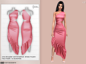 Sims 4 — One Shoulder Asymmetrical Dress MC294 by mermaladesimtr — New Mesh 10 Swatches All Lods Teen to Elder For Female