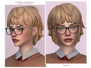 Sims 4 — Lowell Hairstyle - Female by -Merci- — New Maxis Match Hairstyle for Sims4. -24 EA Colours. -For female,