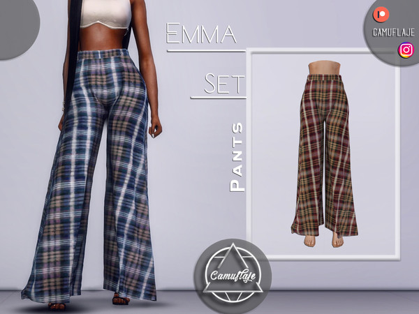 Sims 4 — Emma Set - Pants by Camuflaje — FashionNova inspiration - includes Top, Pants & a Skirt ** Part of the 3