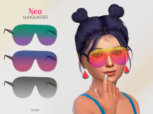 Sims 4 — Neo Sunglasses Child by Suzue — -New Mesh (Suzue) -10 Swatches -For Female and Male (Child) -HQ Compatible