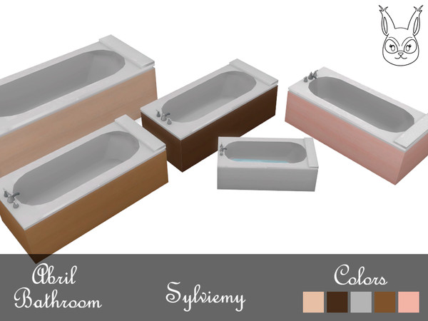 Sims 4 — Abril Bathroom Bathtub by Sylviemy — Have 5 Colors Build Mode > Category: Plumbing > Tub With Custom