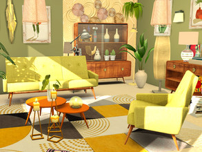 Sims 4 — Retro Living CC needed by Flubs79 — here is a cozy and colorful Living Room for your Sims