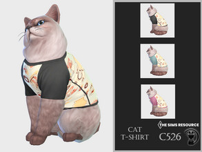 Sims 4 — Cat T-shirt C526 by turksimmer — 3 Swatches Compatible with HQ mod Works with all of skins Custom Thumbnail All