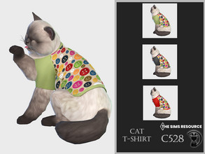 Sims 4 — Cat T-shirt C528 by turksimmer — 3 Swatches Compatible with HQ mod Works with all of skins Custom Thumbnail All