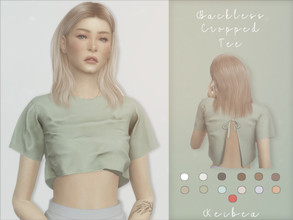 Sims 4 — Backless Cropped Tee - Keibea by Keibea — A cute and simple backless cropped tee with a little bow. Please
