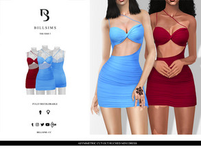 Sims 3 — Asymmetric Cut Out Ruched Mini Dress by Bill_Sims — This mini dress features ultra-thin asymmetric straps and a