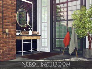 Sims 4 — Nero - Bathroom - TSR CC Only by Rirann — Nero bathroom is an industrial loft style room in black, brown colors