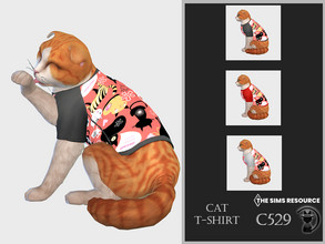 Sims 4 — Cat T-shirt C529 by turksimmer — 3 Swatches Compatible with HQ mod Works with all of skins Custom Thumbnail All